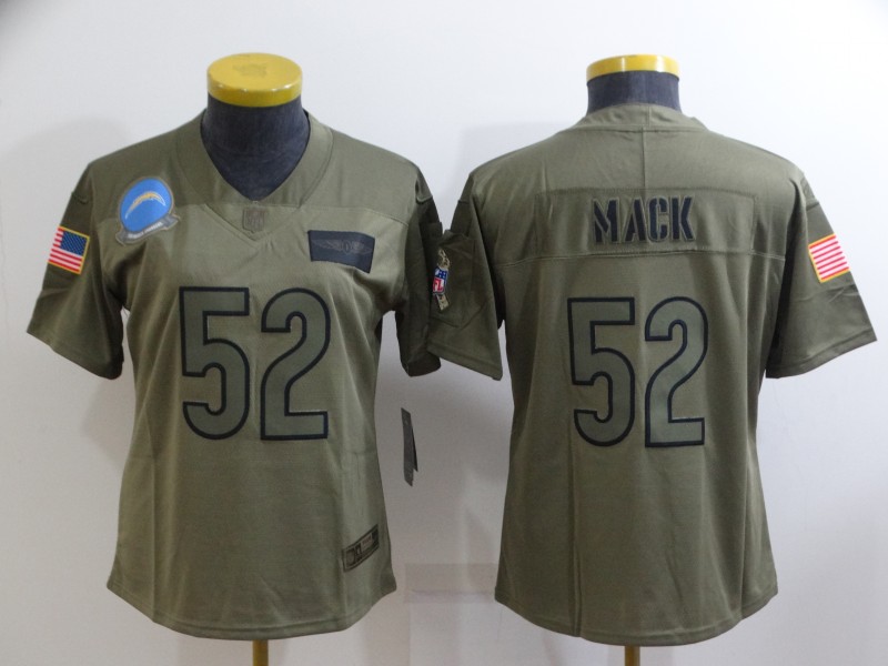 Los Angeles Chargers #52 MACK Olive Salute To Service Women NFL Jersey
