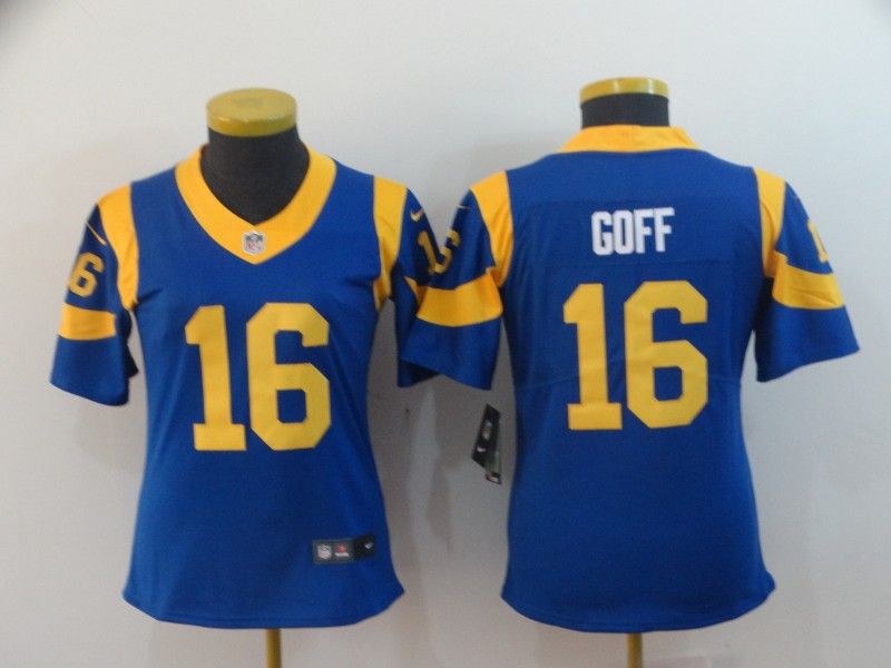 Los Angeles Rams #16 GOFF Blue Women NFL Jersey