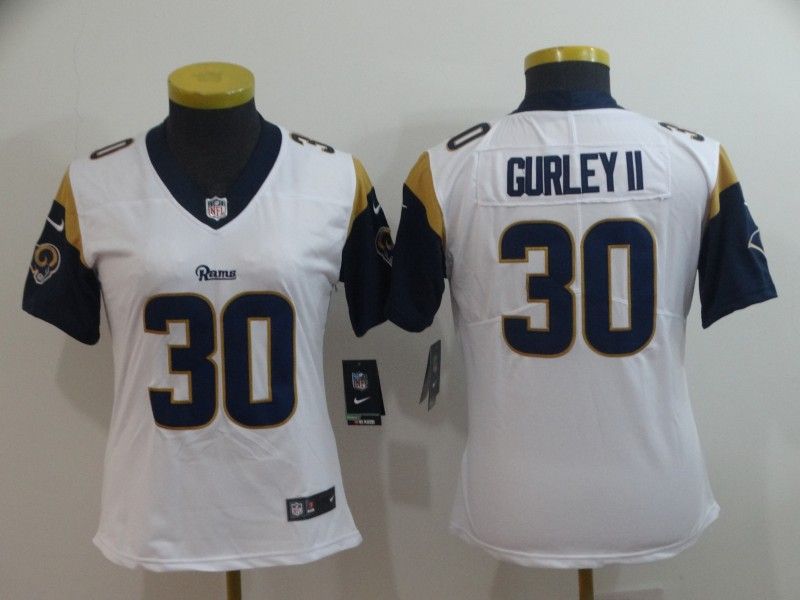 Los Angeles Rams #30 GURLEY II White Women NFL Jersey