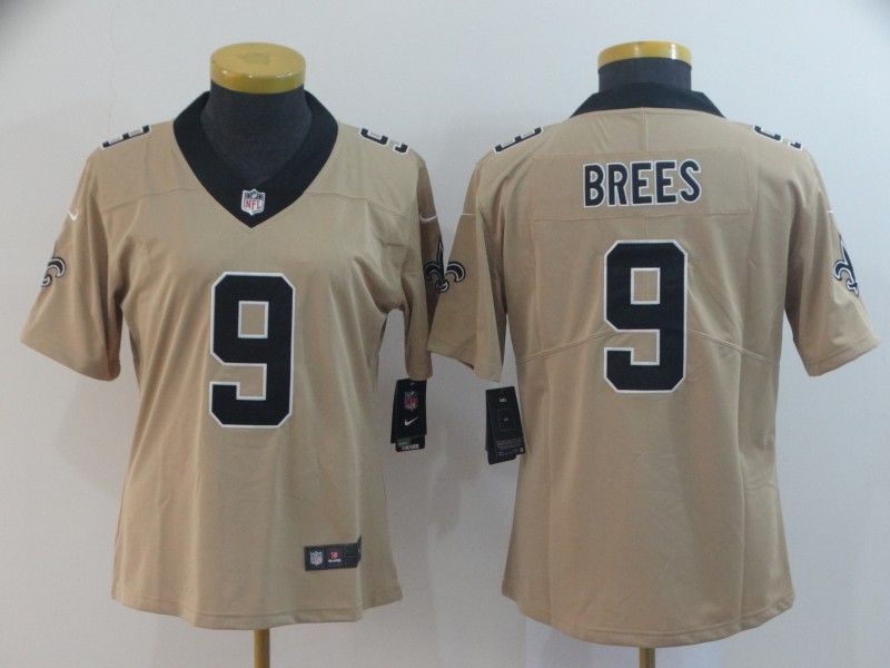 New Orleans Saints #9 BREES Tan Inverted Legend Women NFL Jersey