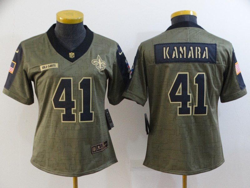 New Orleans Saints #41 KAMARA Olive Salute To Service Women NFL Jersey 03