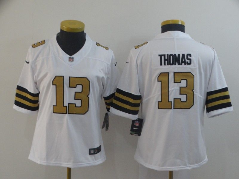 New Orleans Saints #13 THOMAS White Women NFL Jersey