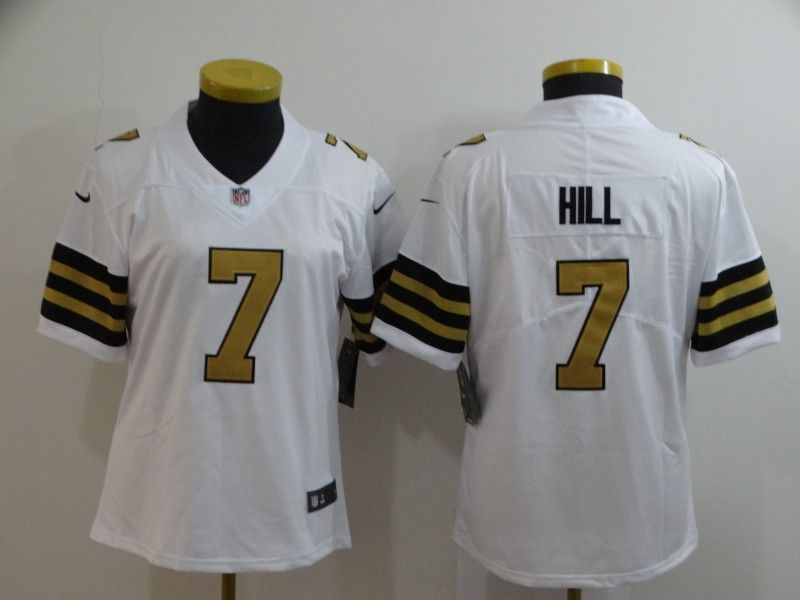 New Orleans Saints #7 HILL White Women NFL Jersey