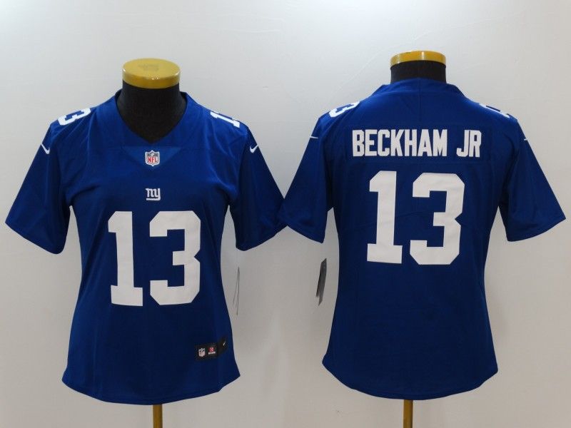 New York Giants #13 BECKHAM JR Blue Women NFL Jersey