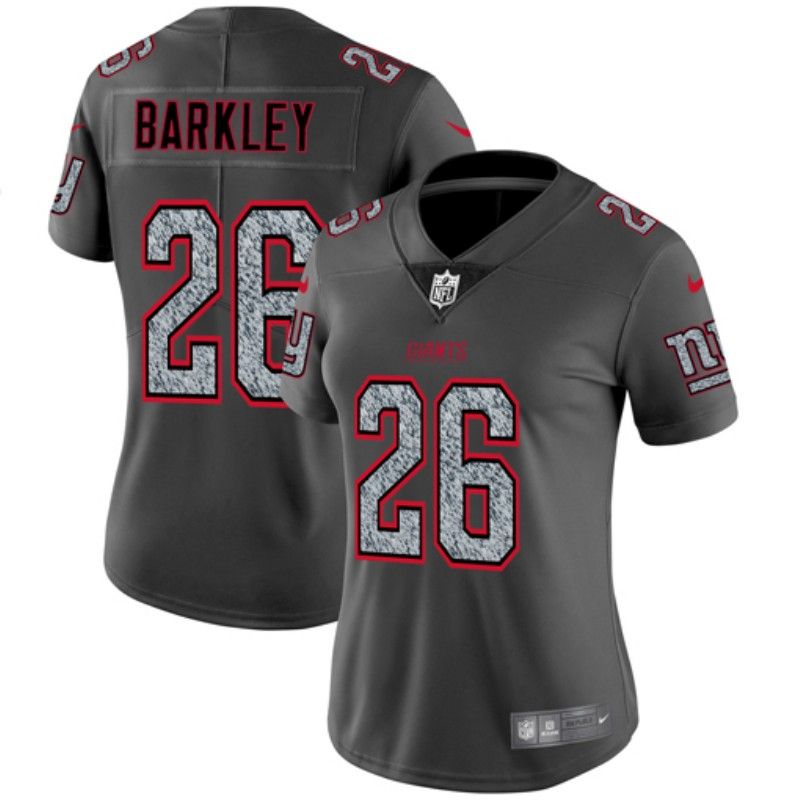 New York Giants #26 BARKLEY Grey Fashion Women NFL Jersey
