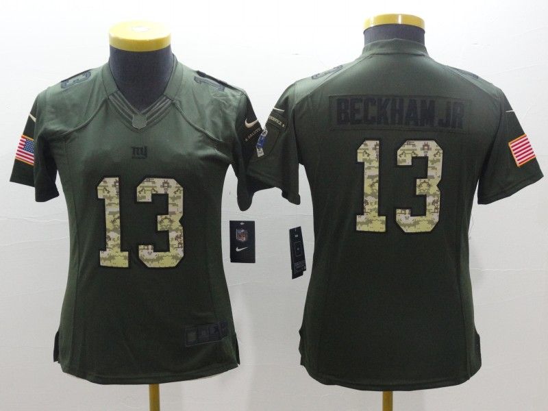 New York Giants #13 BECKHAM JR Olive Salute To Service Women NFL Jersey 03