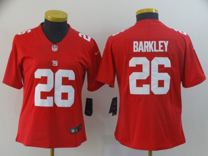 New York Giants #26 BARKLEY Red Women NFL Jersey