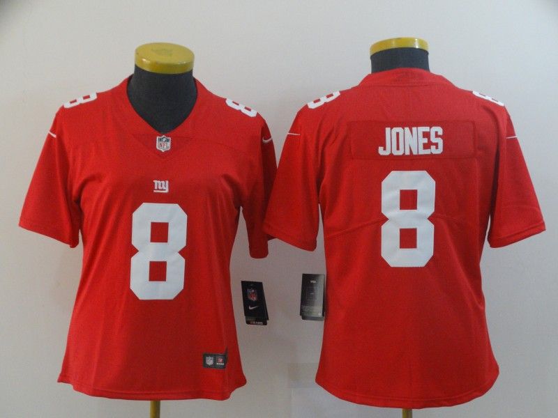 New York Giants #8 JONES Red Women NFL Jersey