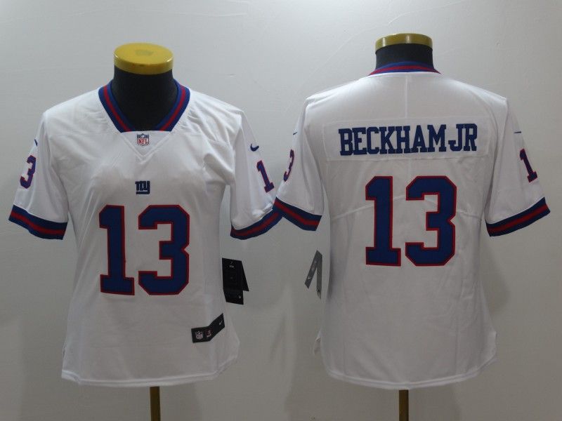 New York Giants #13 BECKHAM JR White Women NFL Jersey 02