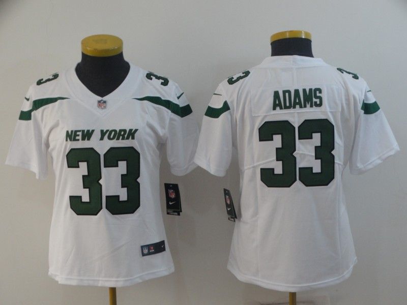 New York Jets #33 ADAMS White Women NFL Jersey