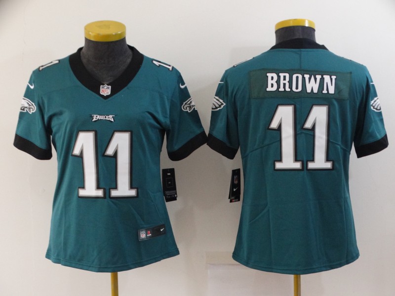 Philadelphia Eagles Green #11 BROWN Women NFL Jersey 02