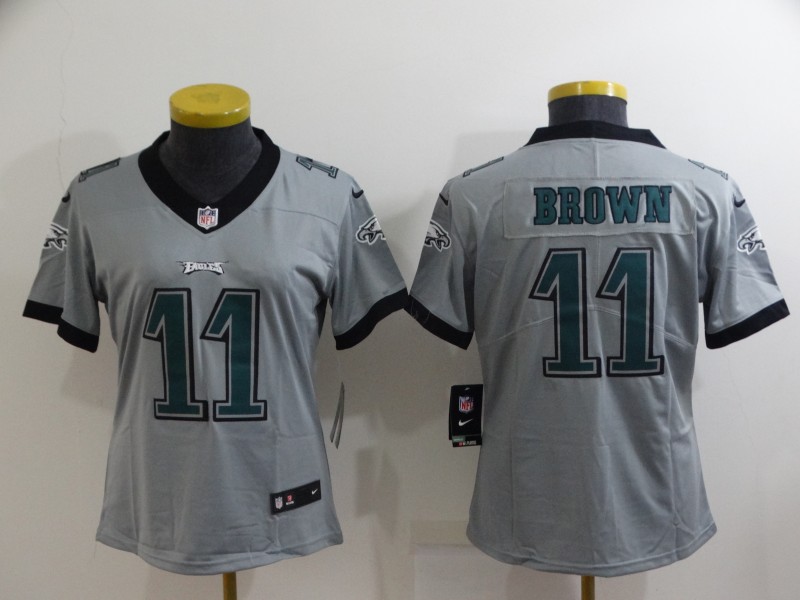 Philadelphia Eagles Grey #11 BROWN Inverted Legend Women NFL Jersey