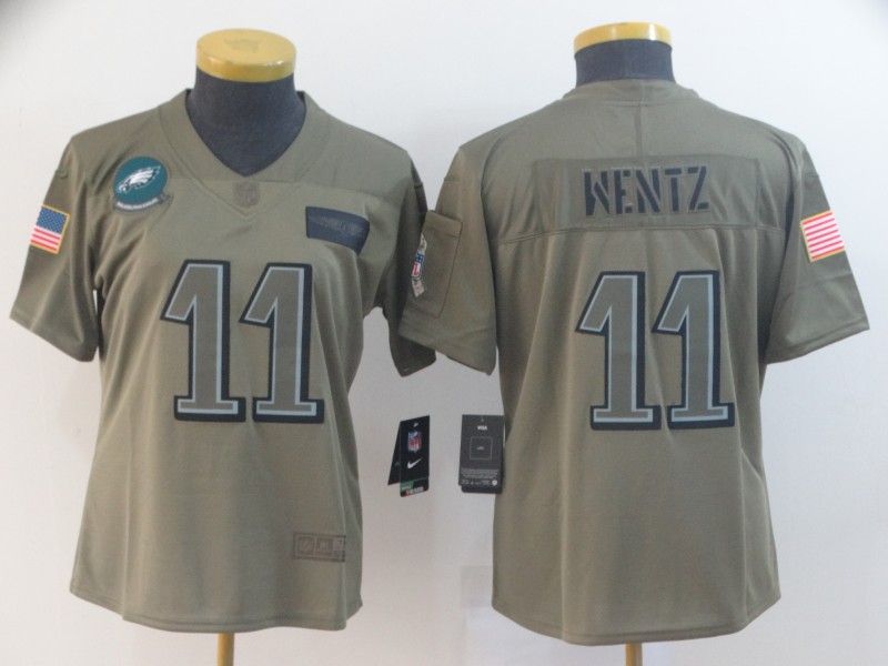 Philadelphia Eagles #11 WENTZ Olive Salute To Service Women NFL Jersey