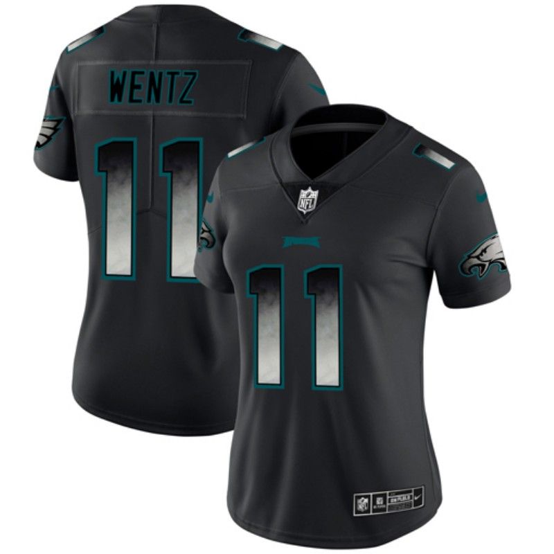 Philadelphia Eagles #11 WENTZ Black Smoke Fashion Women NFL Jersey