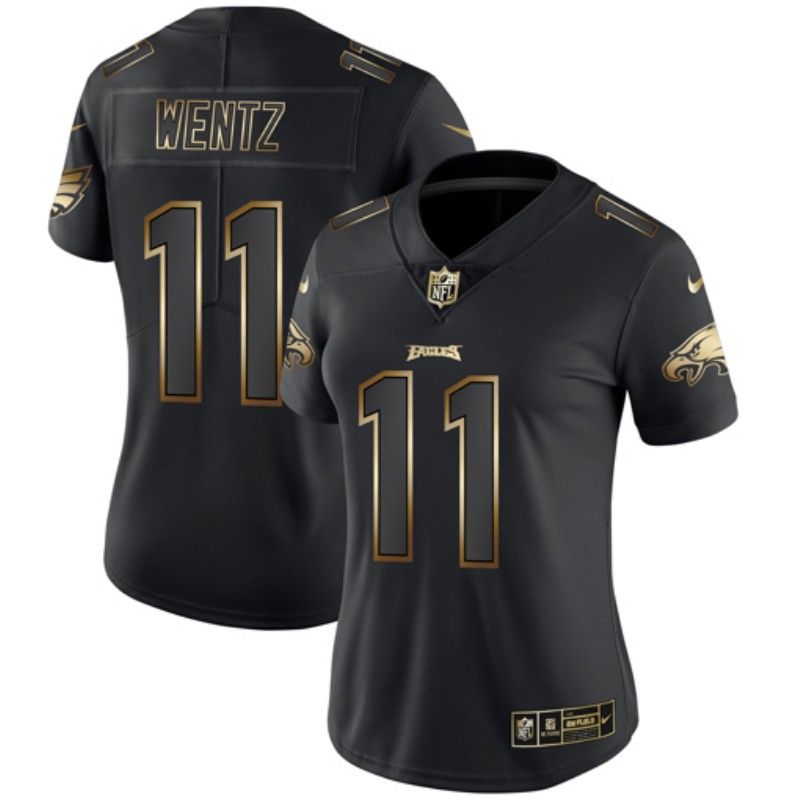 Philadelphia Eagles #11 WENTZ Black Gold Vapor Limited Women NFL Jersey