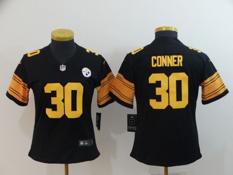 Pittsburgh Steelers #30 CONNER Black Women NFL Jersey 03