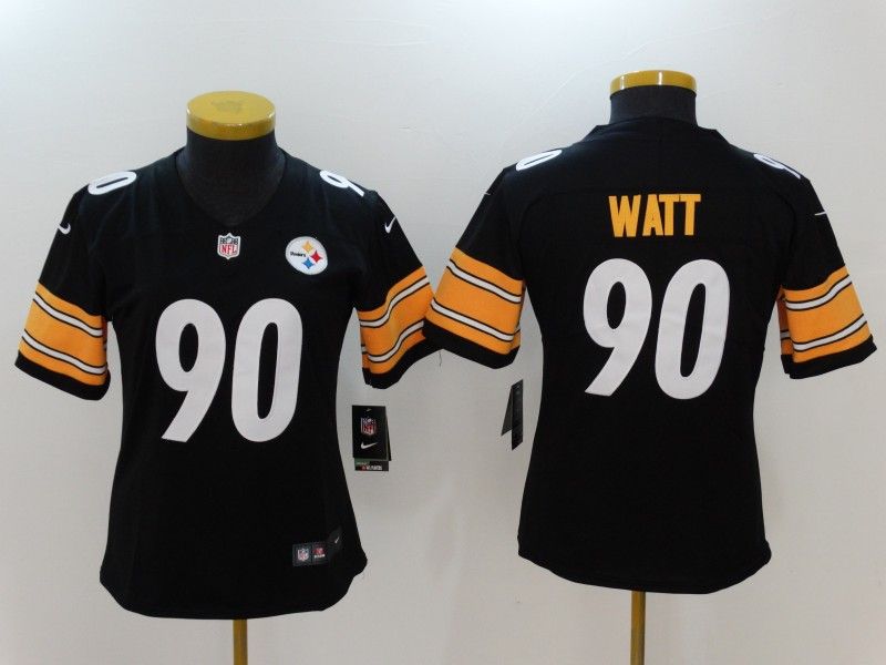 Pittsburgh Steelers #90 WATT Black Women NFL Jersey 02