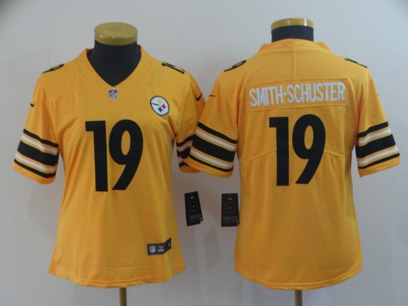 Pittsburgh Steelers #19 SMITH-SCHUSTER Yellow Inverted Legend Women NFL Jersey