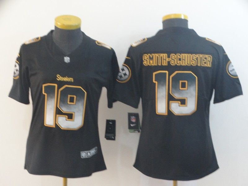 Pittsburgh Steelers #19 SMITH-SCHUSTER Black Smoke Fashion Women NFL Jersey