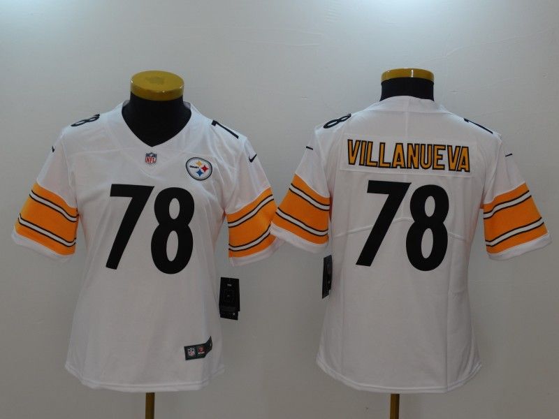 Pittsburgh Steelers #78 VILLANUEVA White Women NFL Jersey