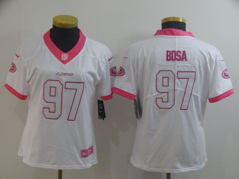 San Francisco 49ers #97 BOSA White Fashion Women NFL Jersey