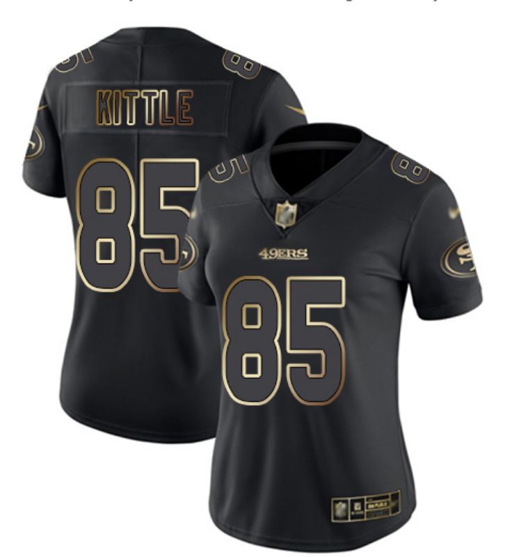 San Francisco 49ers #85 KITTLE Black Gold Vapor Limited Women NFL Jersey