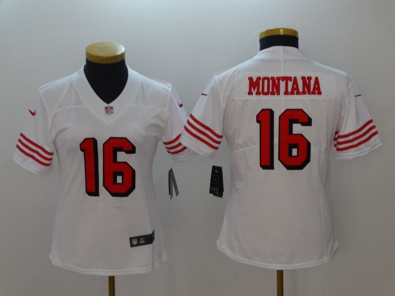 San Francisco 49ers #16 MONTANA White Women NFL Jersey