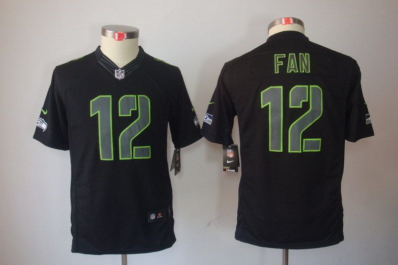 Seattle Seahawks #12 FAN Black Women NFL Jersey