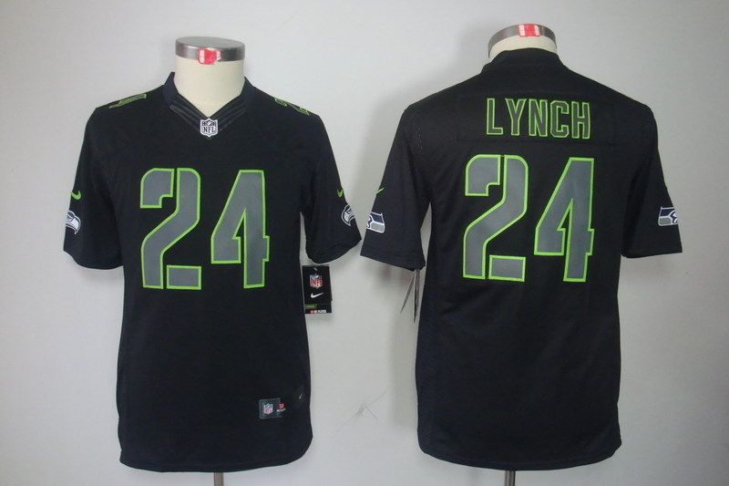 Seattle Seahawks #24 LYNCH Black Women NFL Jersey