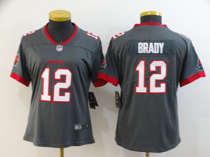 Tampa Bay Buccaneers #12 BRADY Grey Women NFL Jersey