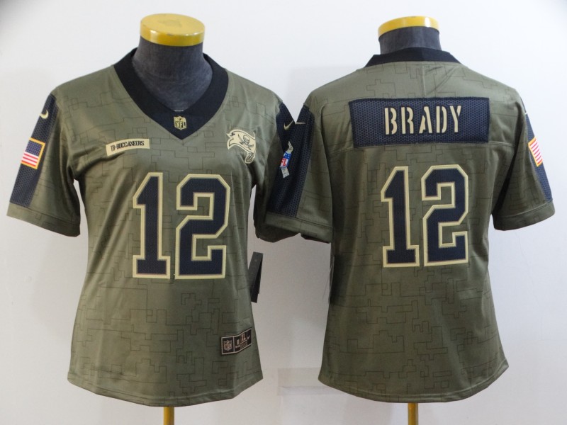Tampa Bay Buccaneers #12 BRADY Olive Salute To Service Women NFL Jersey