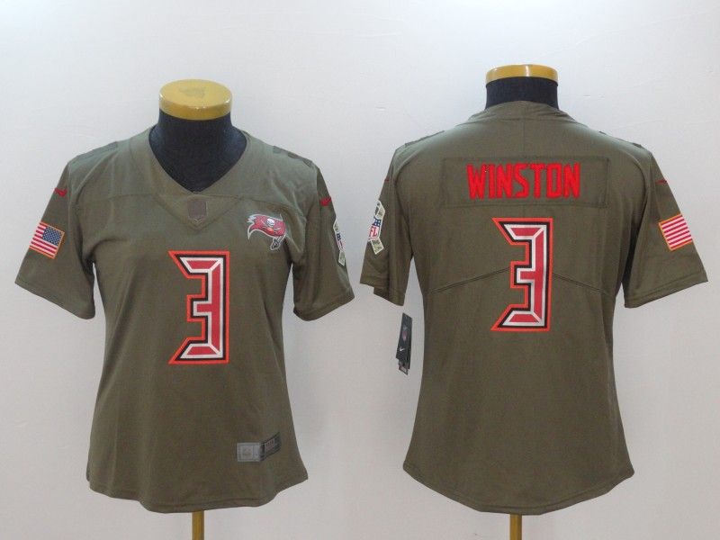 Tampa Bay Buccaneers #3 WINSTON Olive Salute To Service Women NFL Jersey