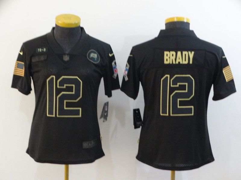 Tampa Bay Buccaneers #12 BRADY Black Gold Salute To Service Women NFL Jersey