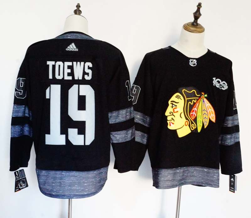 Chicago Blackhawks Black #19 TOEWS 100th Anniversary NHL Jersey