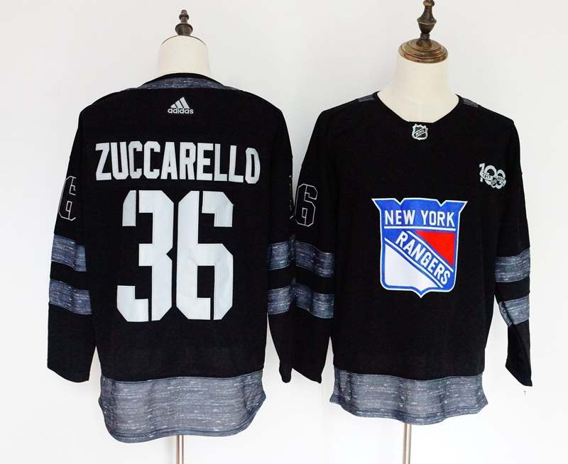 New York Rangers Black #36 ZUCCARELLO 100th Anniversary NHL Jersey