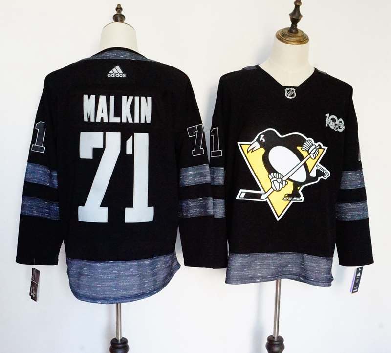 Pittsburgh Penguins Black #71 MALKIN 100th Anniversary NHL Jersey