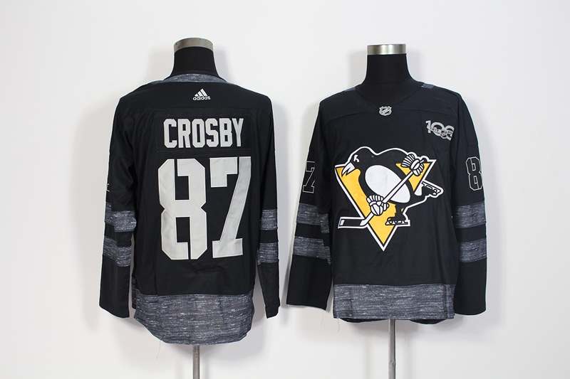 Pittsburgh Penguins Black #87 CROSBY 100th Anniversary NHL Jersey
