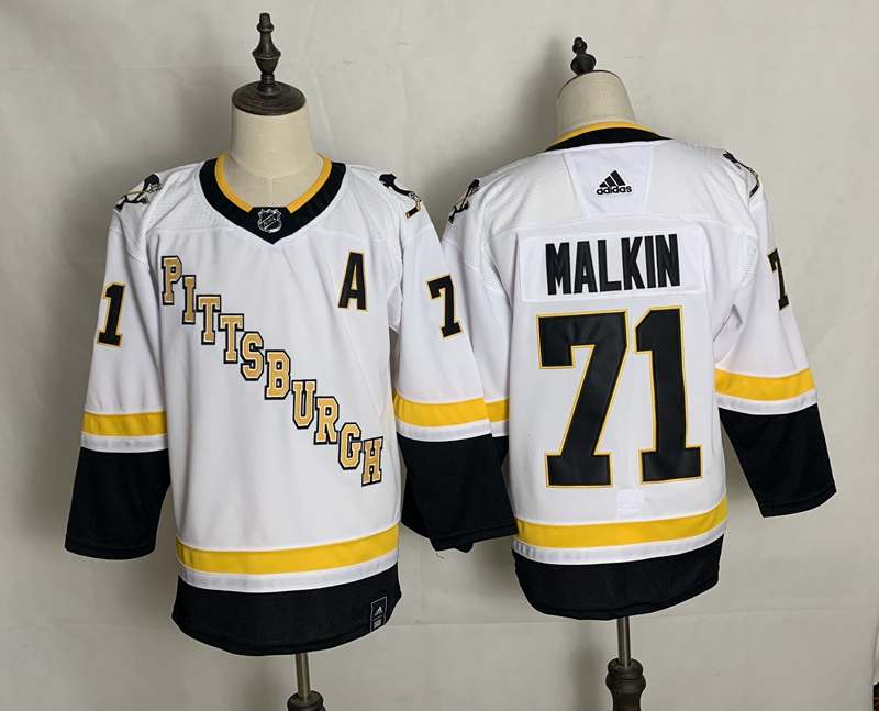 Pittsburgh Penguins White #71 MALKIN NHL Jersey 02