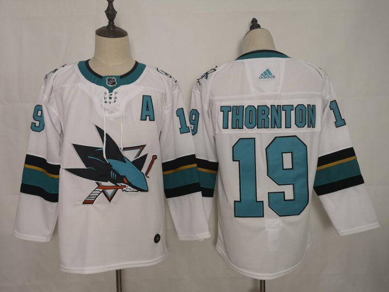 San Jose Sharks White #19 THORNTON NHL Jersey