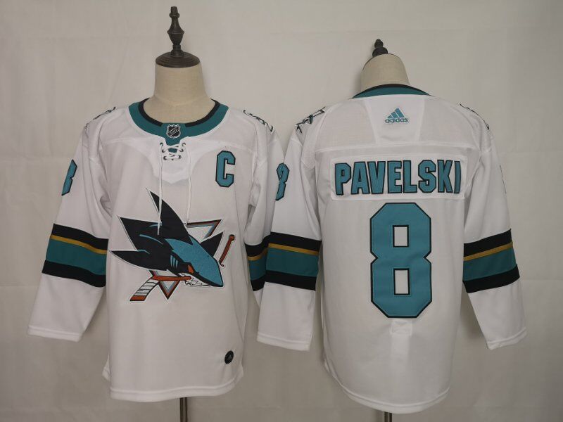 San Jose Sharks White #8 PAVELSKI NHL Jersey