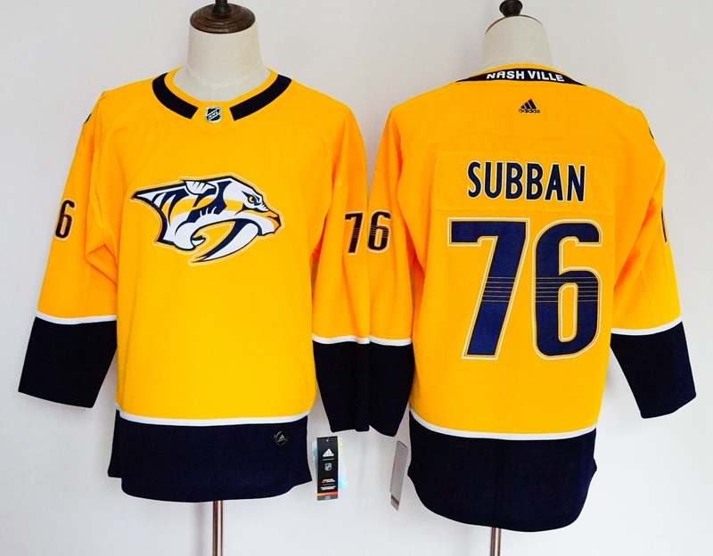 Nashville Predators #76 SUBBAN Yellow Women NHL Jersey