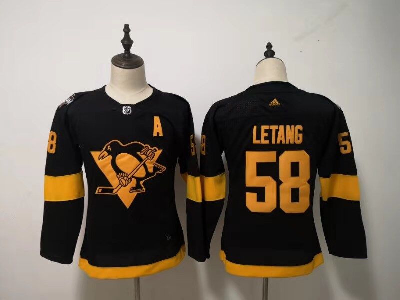 Pittsburgh Penguins #58 LETANG Black Women NHL Jersey