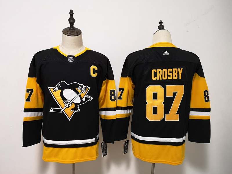 Pittsburgh Penguins #87 CROSBY Black Women NHL Jersey 02