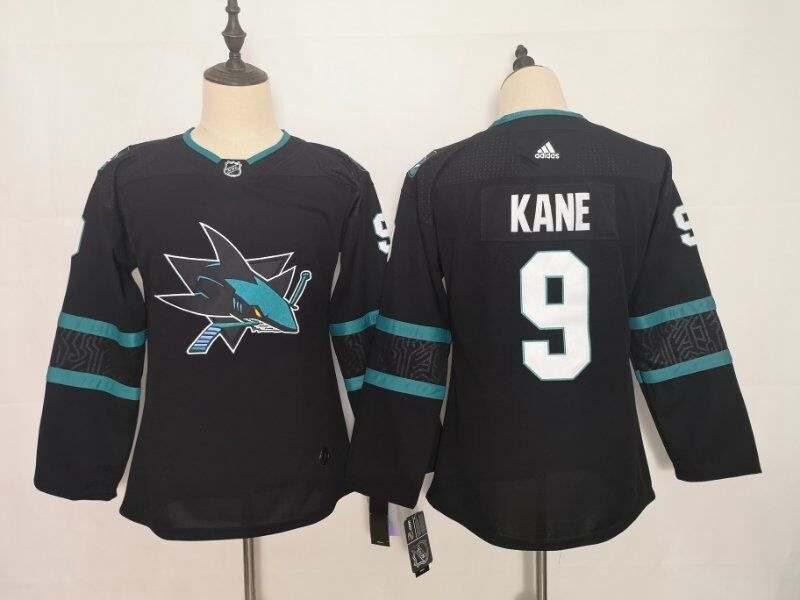 San Jose Sharks #9 KANE Black Women NHL Jersey