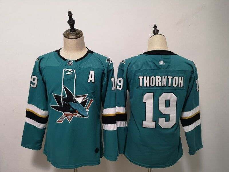 San Jose Sharks #19 THORNTON Green Women NHL Jersey