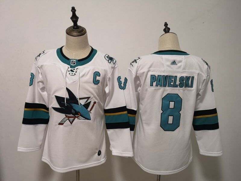 San Jose Sharks #8 PAVELSKI White Women NHL Jersey