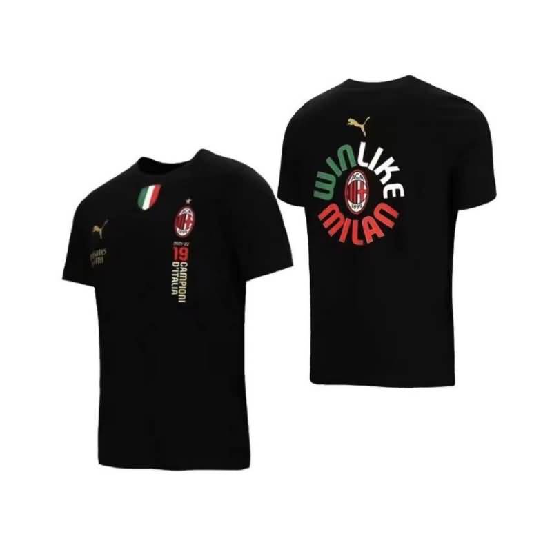 AAA Quality AC Milan 2022 19 Champions Black Soccer T-Shirts