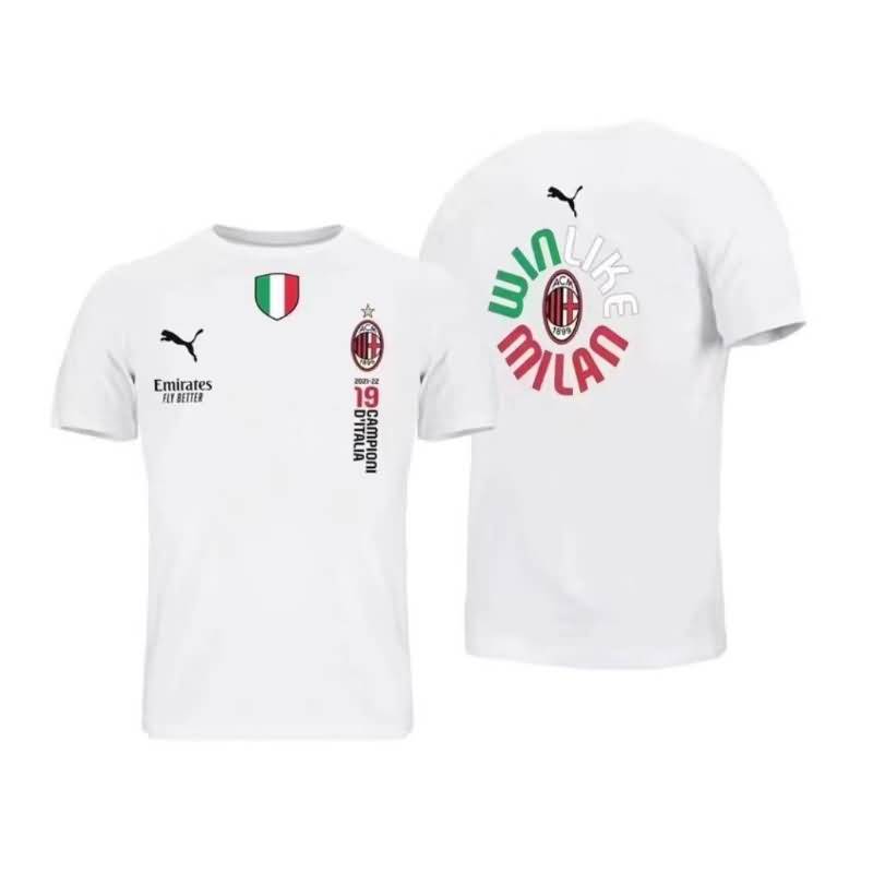 AAA Quality AC Milan 2022 19 Champions White Soccer T-Shirts