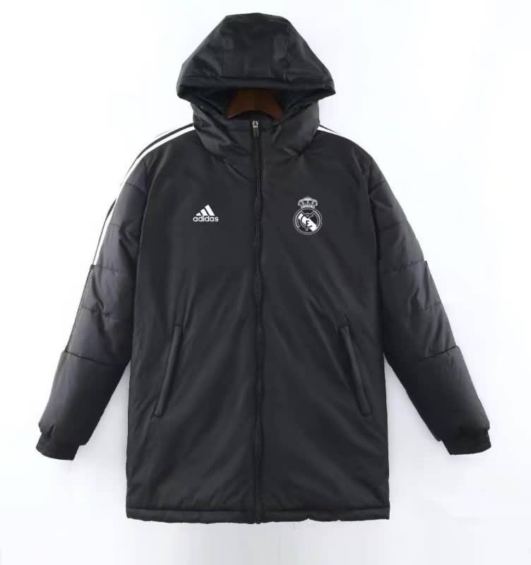 AAA Quality Real Madrid 2022 Black Soccer Cotton Coat 02