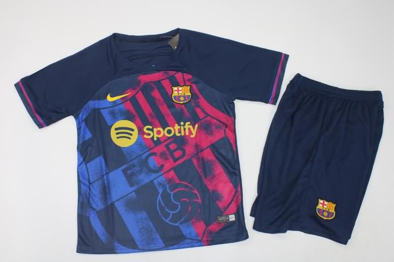 Kids Barcelona 23/24 Training Soccer Jersey And Shorts